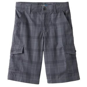 🌞Tony Hawk Boys New Easy Care Gray Plaid Skateboarding Cargo Shorts